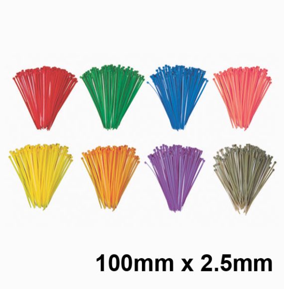 Coloured 100mm x 2.5mm Cable Ties